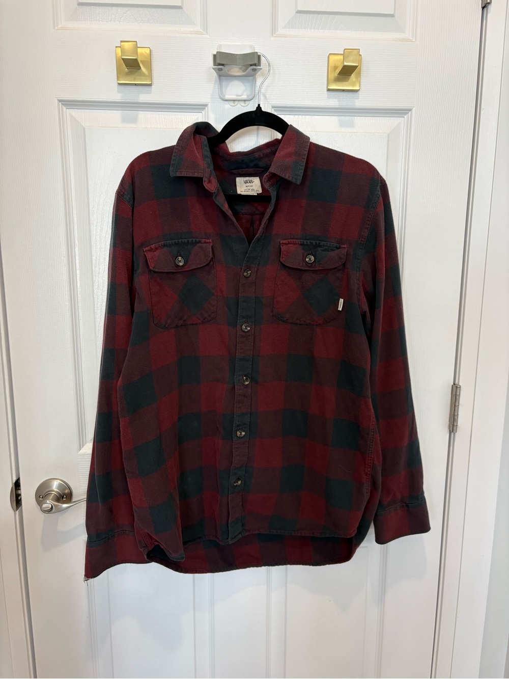 Vans Men's Red & Black Plaid Button-Up Shirt #1422